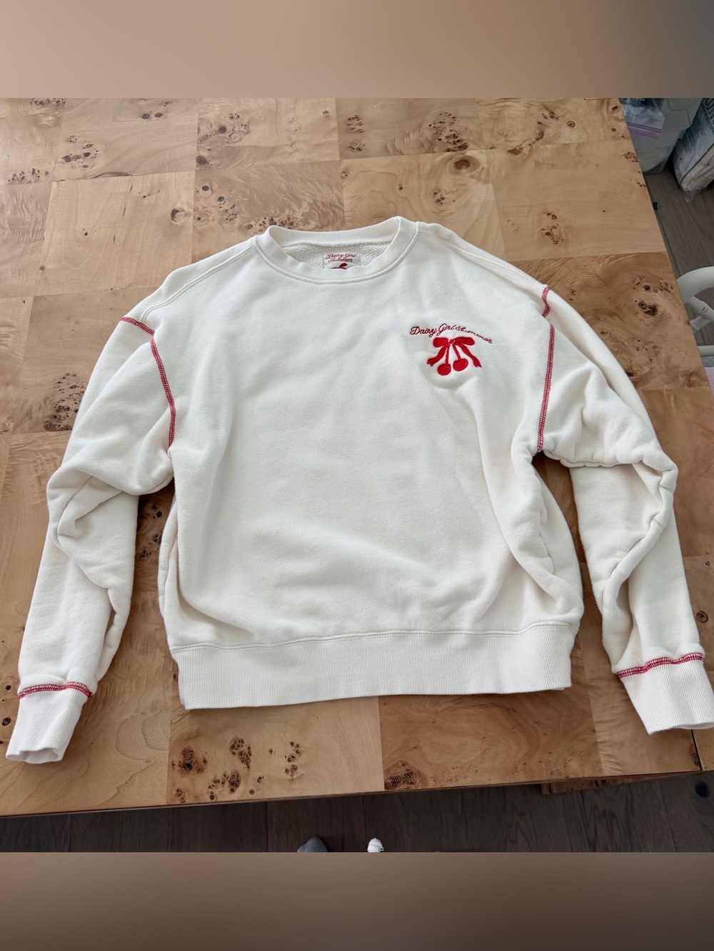 Dairy Boy Cherry Stitch Pullover - S